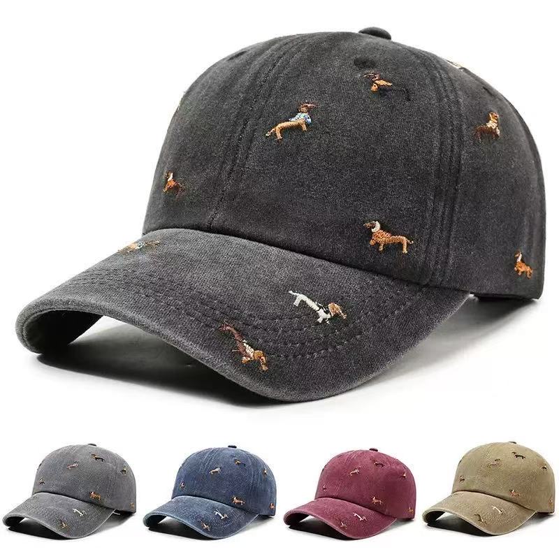Golf Cap Dad - Бейсболка с вышивкой таксы из выстиранного
